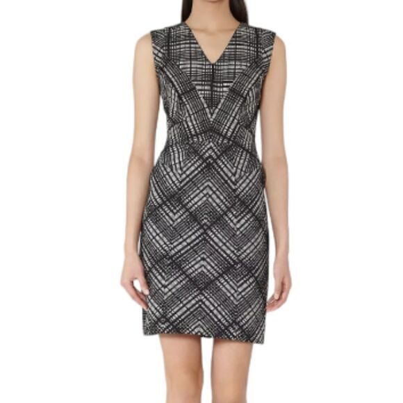 Reiss Dresses & Skirts - Reiss Nadine Check Sheath Bodycon Dress Size 4, Black and White